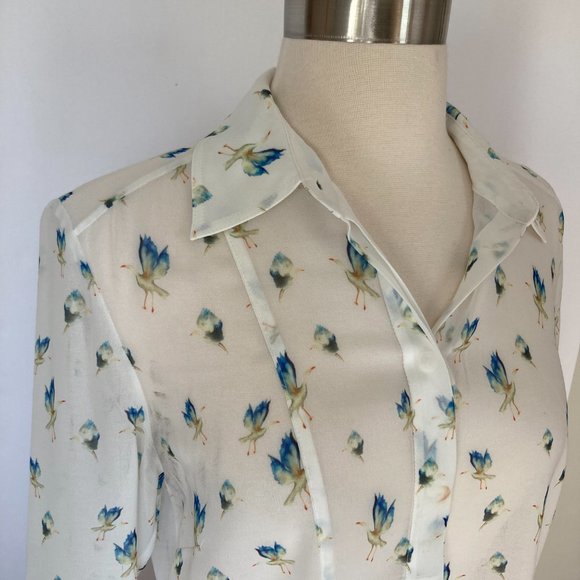 JASON WU GREY Crane-Print Button-Front Blouse, White multi, 2 - Picture 5 of 13